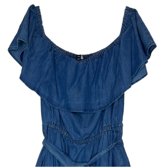 NWT Lane Bryant Convertible Off-The-Shoulder Chambray Fit & Flare Dress - Picture 4 of 10